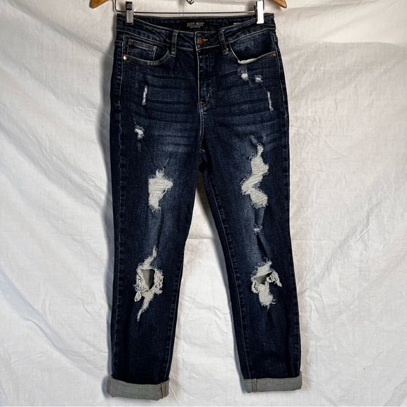 Judy Blue Jeans Womens 5 27 Boyfriend Fit Distressed Denim Stretch Jean JB88220 - Picture 16 of 16